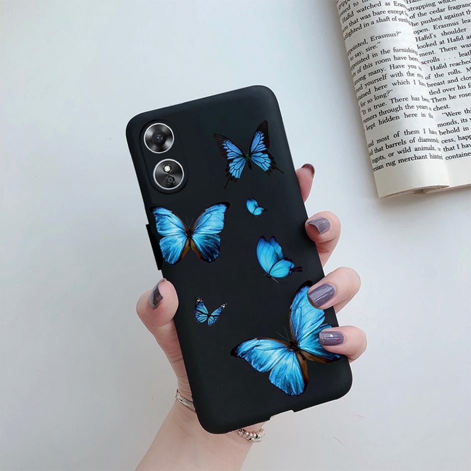 For OPPO A17 Phone Case CPH2477 Flower Butterfly Casing TPU Soft Silicone Back Cover for Oppo A17 A 17 Shell OppoA17 Bumper Capa