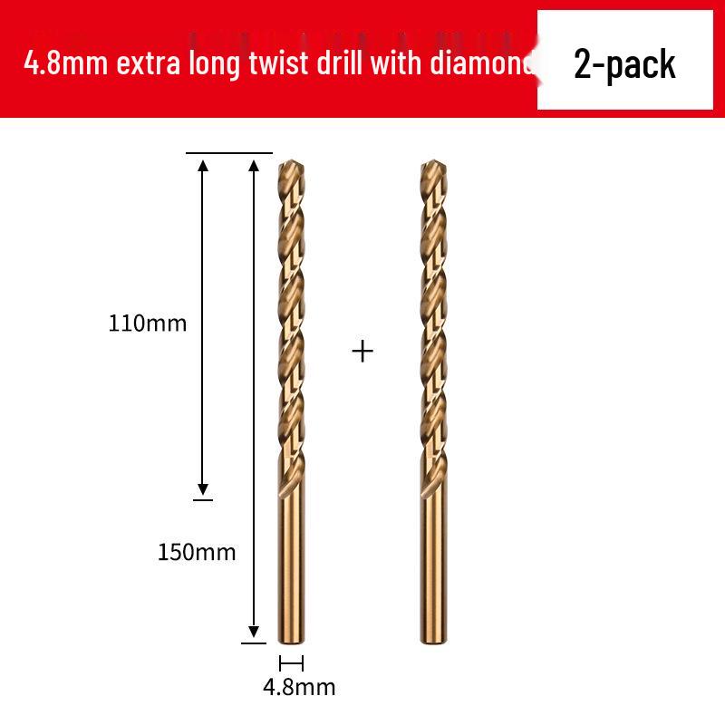 Cobalt Extra-Long High-Strength Alloy Twist Drill Bit for Stainless Steel and Woodworking