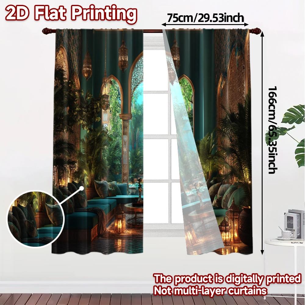 2pcs   2D FLAT PRINTING Curtains (Without Rod) Mystic Lounge Chic Curtains Digital Printed Semi-Sheer Curtains Gifts for Bedroom