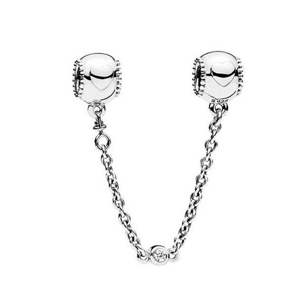 

925 Sterling Silver Bracelet with Heart, Rainbow, Wheat Ear, Fan, Chrysanthemum Charms & Large Hole Beads 925 Sterling Silver No Logo