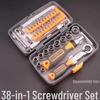 38-in-1 Multifunction Ratchet Wrench & Screwdriver Bit Set for Household & Mechanical Repairs