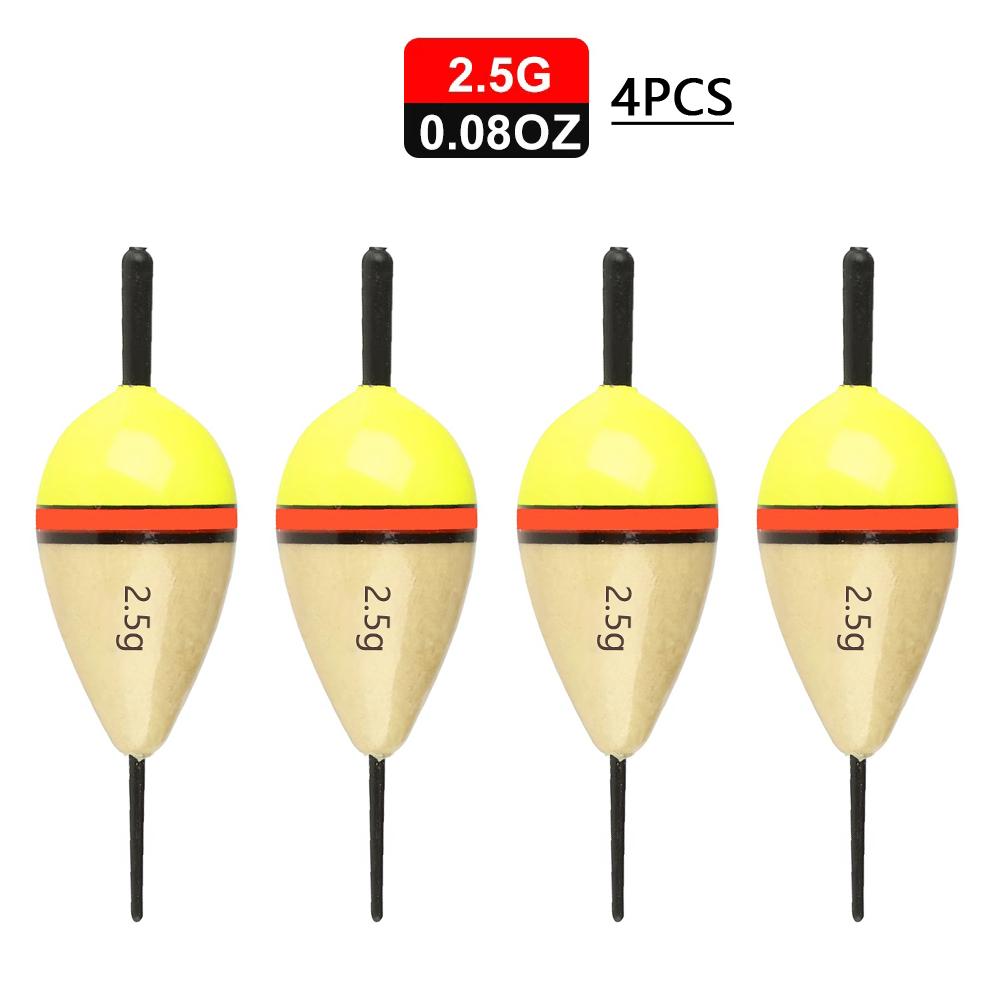 

FTK 4pcs Fishing Float Set Fishing Accessories EVA Fishing Floats Fishing Gear 2g-5g Float Tackle 2.5g/0.08oz жёлтый