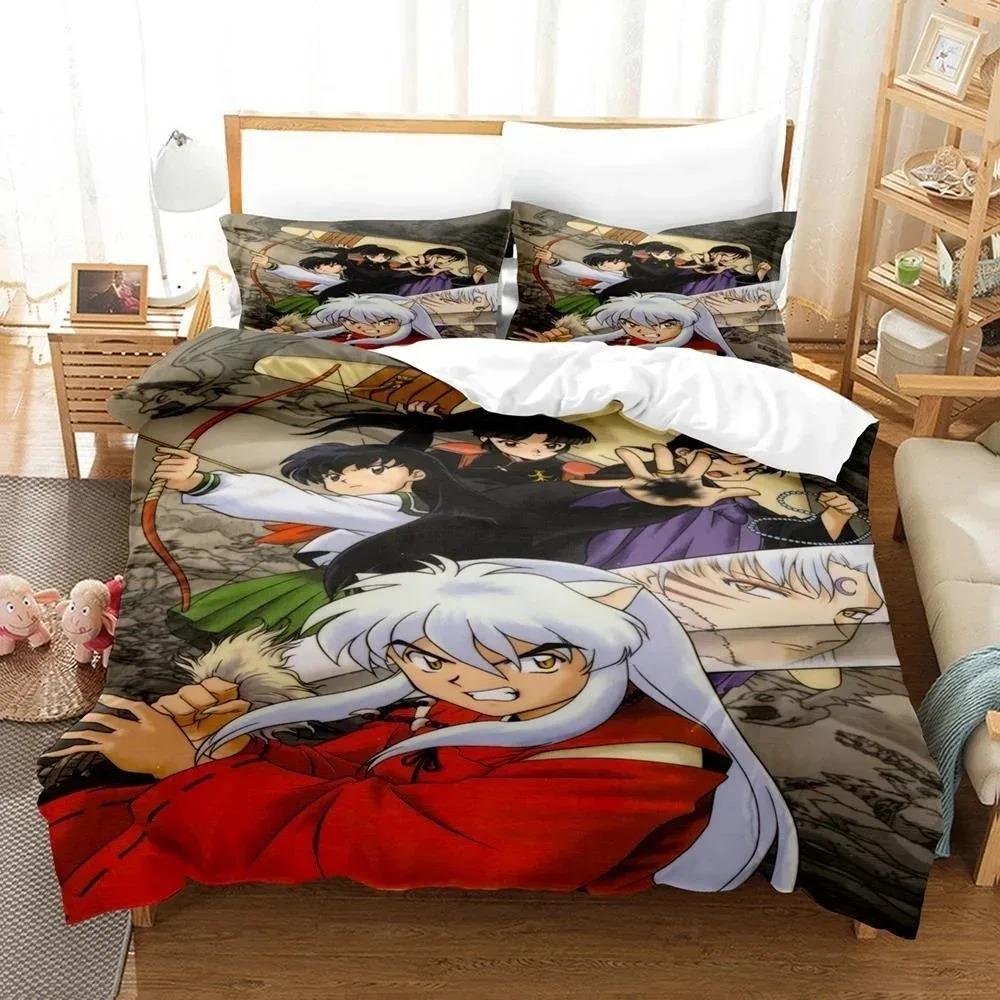 New Fashion Inuyasha Bedding Set Single Twin Full Queen King Size Bed Set Adult Kid Bedroom 3D Anime Bed Sheets and Pillowcases