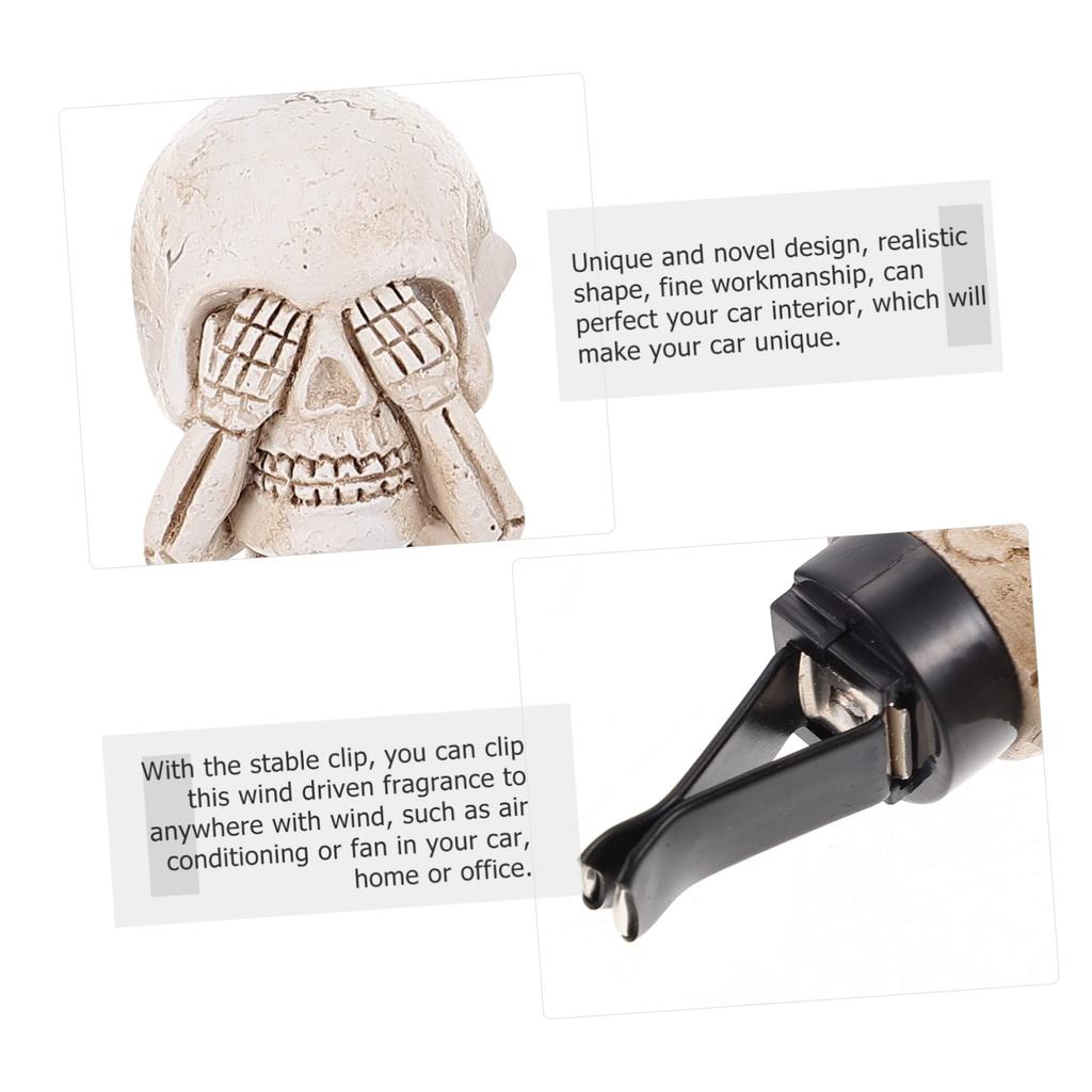LIFKOME 3pcs Skull Ghost Head Decoration Car Clip Car Aroma Decoration Glitter Accessories