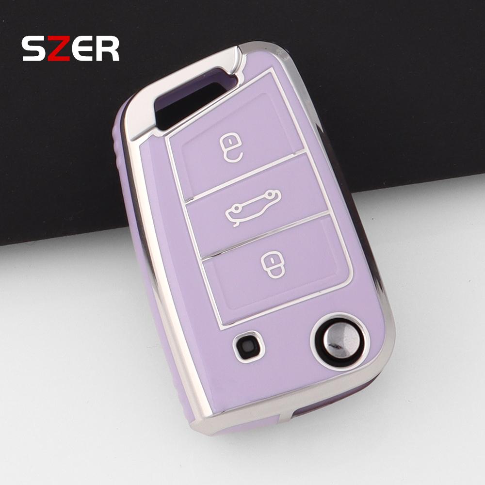 TPU Car Flip Key Case Cover Shell For VW Volkswagen Golf 7 MK7 Tiguan MK2 For Seat Ateca Leon FR Ibiza For Skoda Octavia Kodiaq