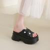 Fashion 8CM Fashion Crystal Platform High Slippers Women Open Toe Wedges Sandals Summer Soft Slipper Indoor Outdoor Leisure Beach Shoes