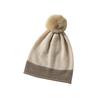 Cashmere Autumn and Winter New Women's Knitted Hat Casual Color Matching Fur Ball Curled Edge Warm Ear Protection Hat