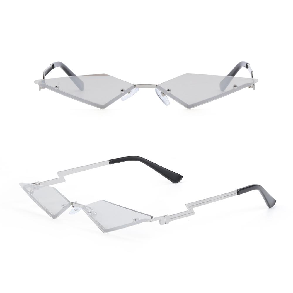 Women Fashion Rimless Sunglasses Diamond Shape True Film Sun Glasses Personality Ladies Uv400 Trending Narrow Eyewear Streetwear