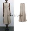 Spring New Women's Clothing Old Money Style Elegant Elegance Cotton Wide Swing Mid-Length Sleeveless Dress 6654584