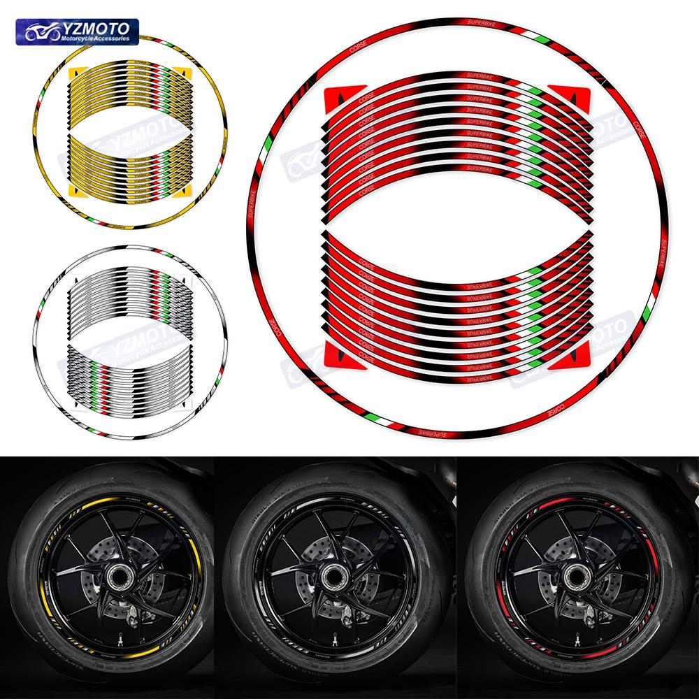 For V4 1199 899 1098 848 1199 1198 1299 Motorcycle 17 Inch Racing Wheel Sticker Decal Reflective Hub Rim Decorative Stickers