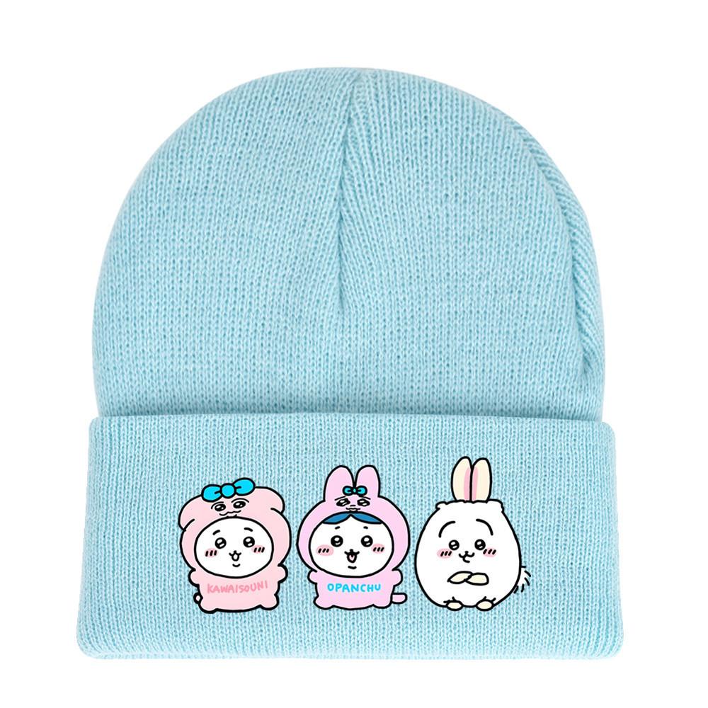 Usagi Chiikawa Round Top Dopamine Print Knit Hat For Animation Enthusiasts