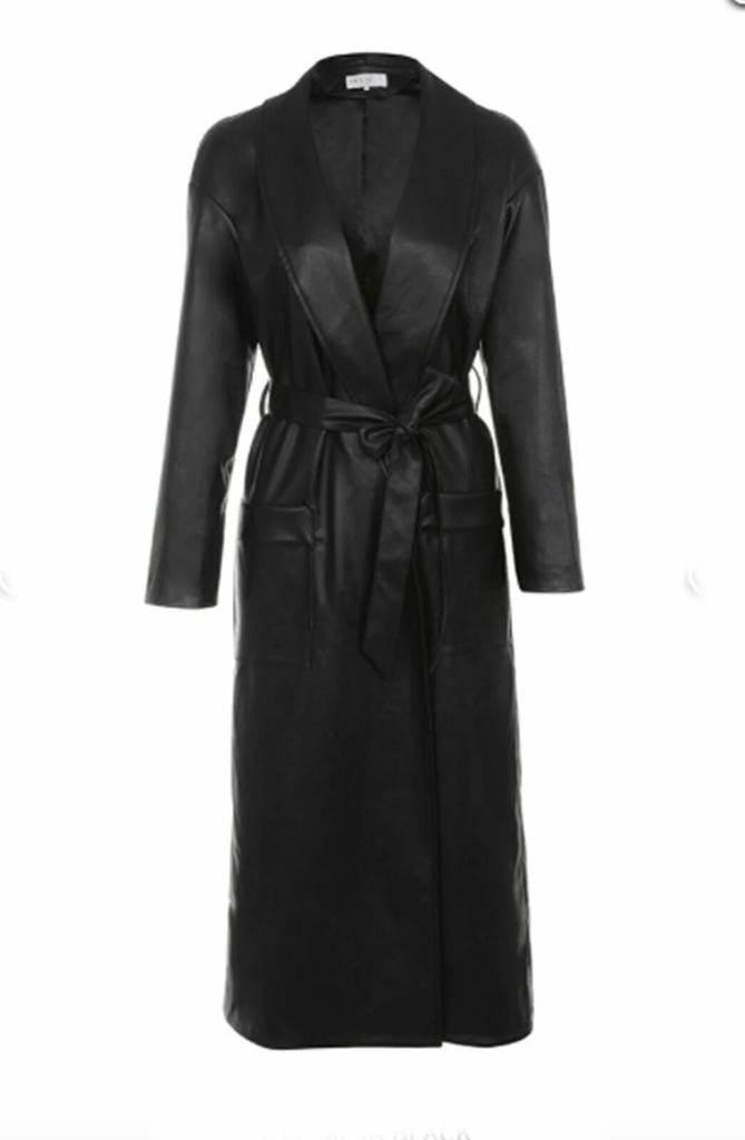 Women's Black Leather Long Coat Real Lambskin Trench Coat Casual Overcoat Formal