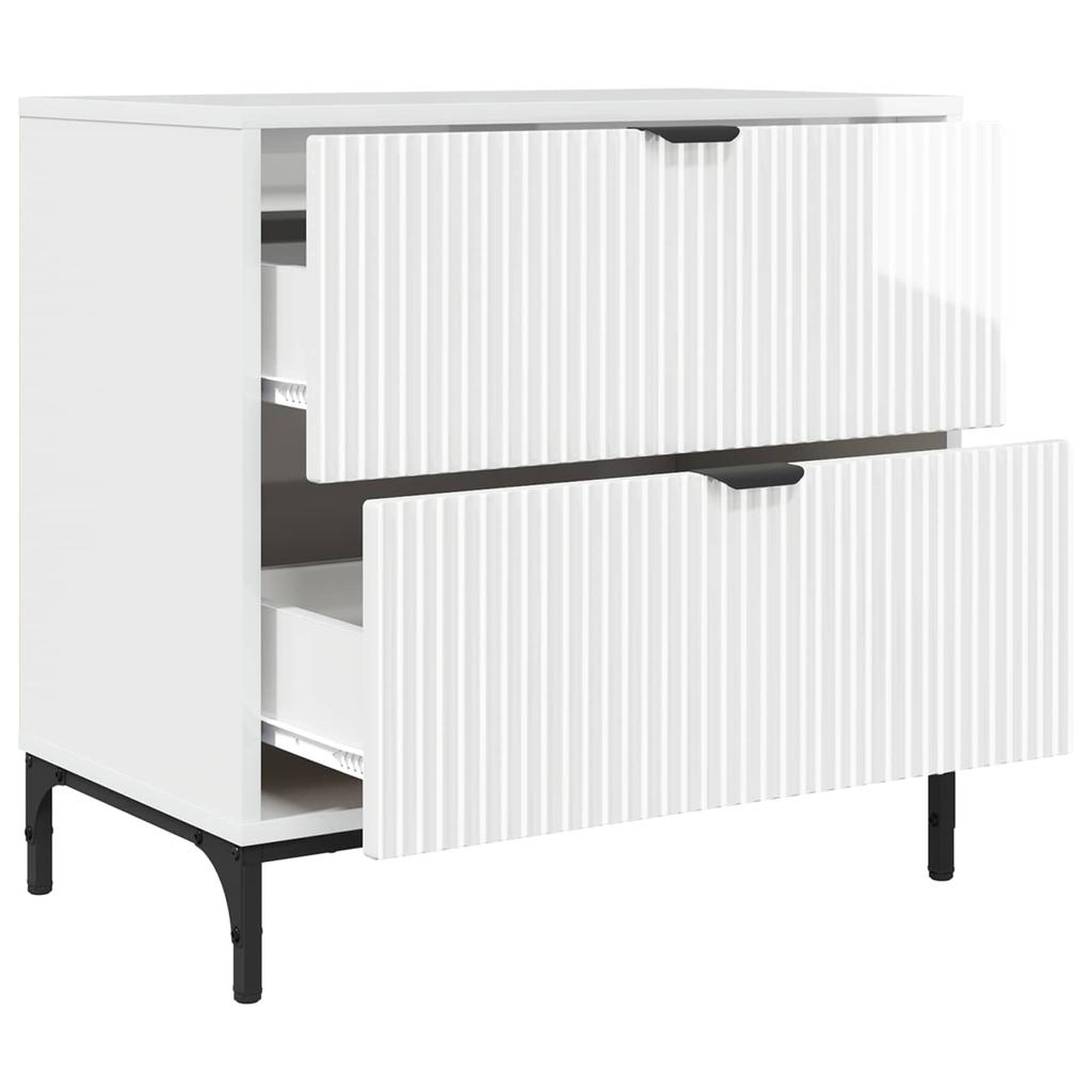 Nightstand High Gloss White 63.5 x 36 x 61 cm Engineered Wood