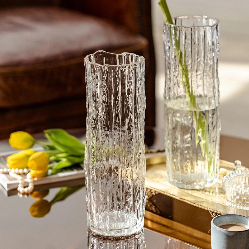 Vase Ornament Living Room Flower Arrangement Glass Transparent Light Luxury High-end Feeling Water Nourishment Lily Rose Hydropo