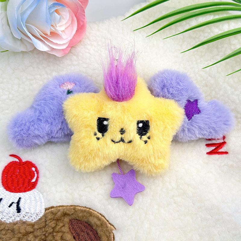 Cartoon  Wings Star Pendant Keychain Cute Doll Plush Pendant Creative Kawaii School Bag Decoration Accessories Gifts