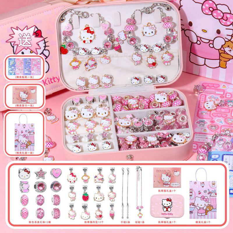 Kids Cartoon Bracelet Making Kit DIY Bead Set With Sanrio Characters Childrens Craft Activity Gift