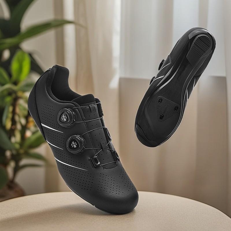 Unisex Cycling Shoes Mountain Road Bike Non-Cleat Clipless With Pedals Set Breathable Stiff Sole