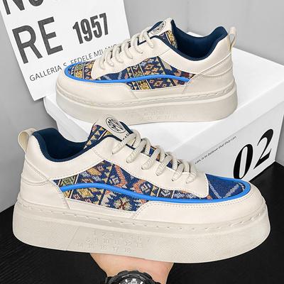 New Designer Print Canvas Shoes for Men Harajuku Style Blue High Top Sneakers Men Espadrilles Breathable Vulcanized Sneaker