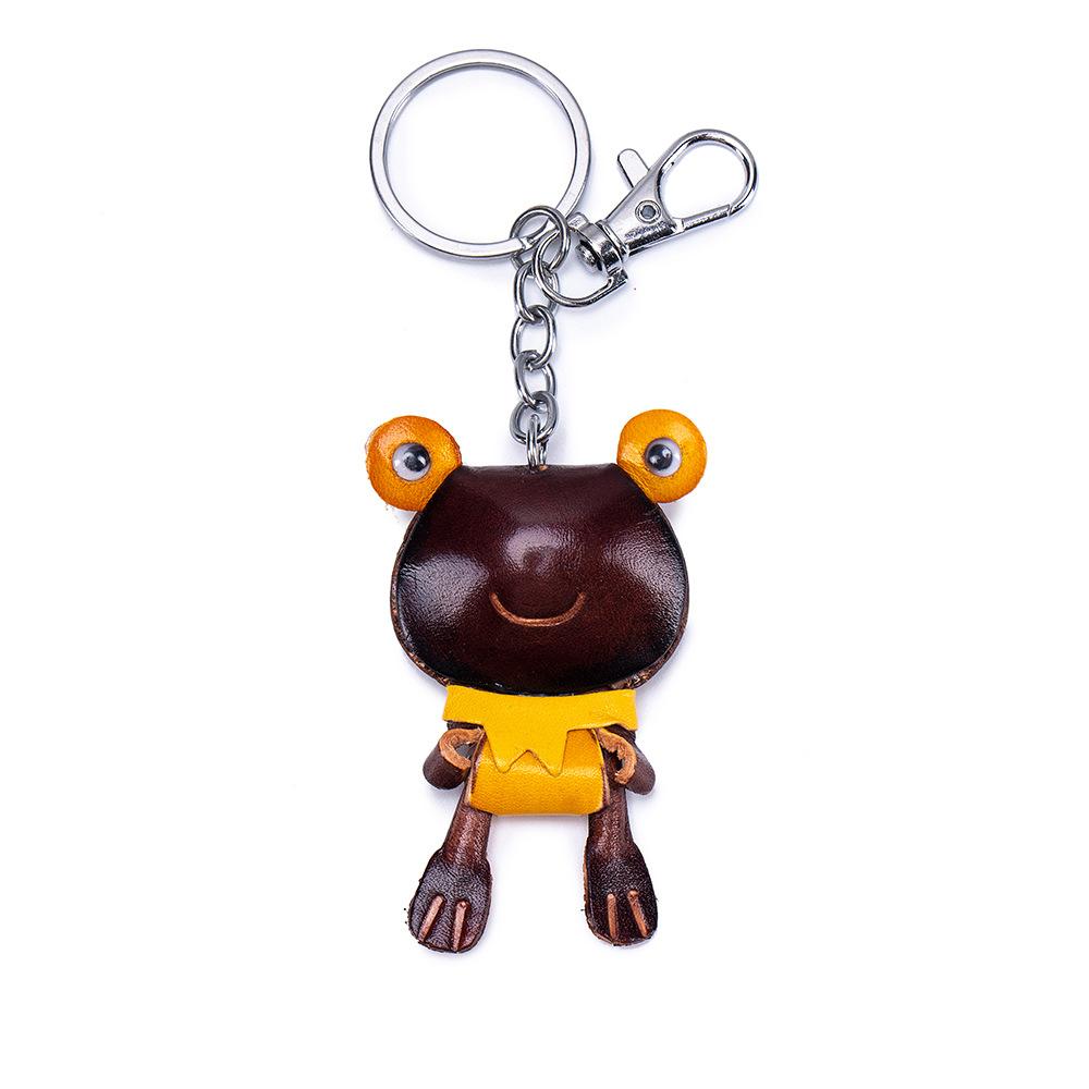 New First-layer Cowhide Mini Animal Keychain Handmade Creative Bag Pendant Car Keychain Universal