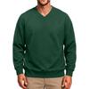 Men's V-Neck Long Sleeve T-Shirt Color Casual Top with Ribbed Cuffs