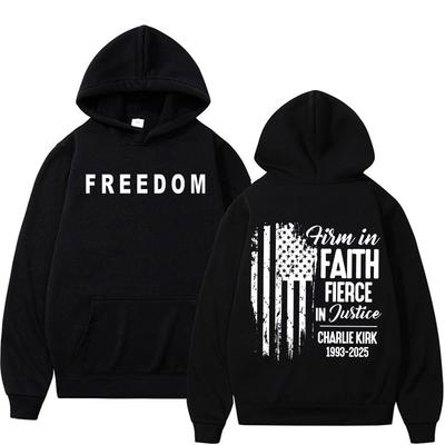 Charlie Kirk Freedom Sweatshirt Herren Sweatshirt Bedruckt Herbst und Winter Erwachsener Unisex Retro Gothic Freizeit Langarm Hoodie