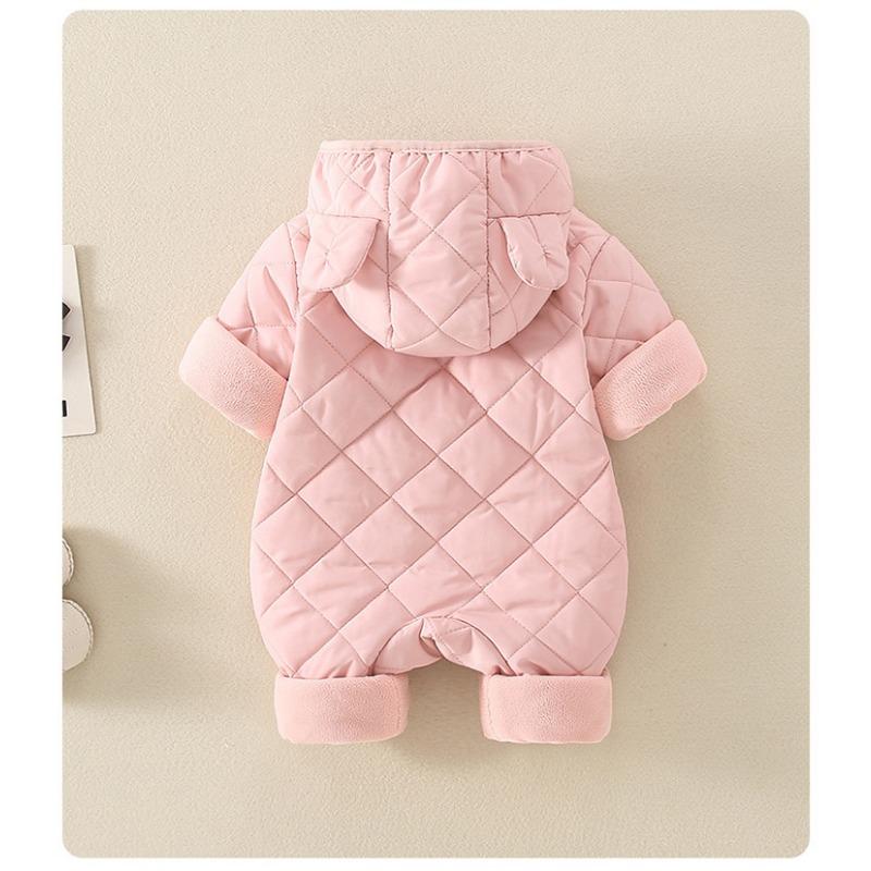 Winter Childrens Thickened Bodysuit Baby Clothes Warm Hooded Cotton Jumpsuit