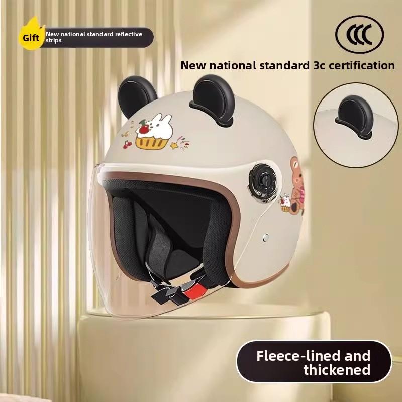 Women's Electric Vehicle Helmet Winter Thermal Helmet Double Four-season Universal Battery Motorcycle Half Helmet