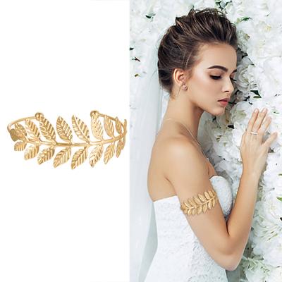 Bracelet de bras en forme de feuille pour femme, bracelet manchette enroulé, réglable, accessoire de fête de mariage