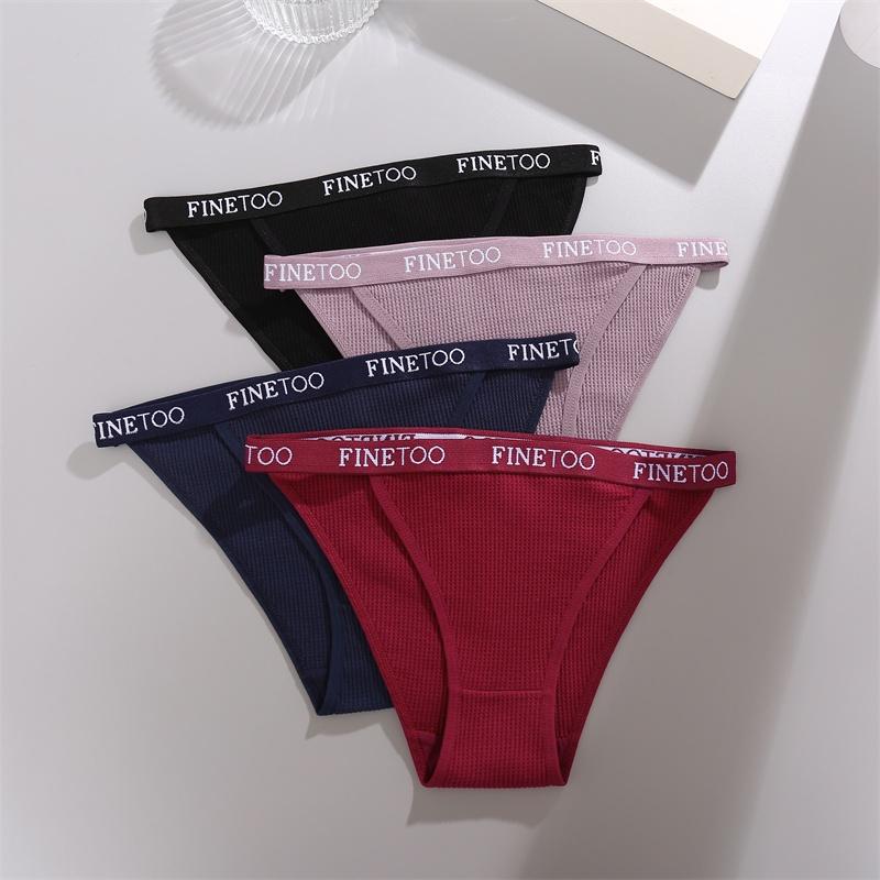 FINETOO Cotton Panty for Women Low Waist Briefs Solid Panty 7 Color Women Cotton Underwear Breathable Lingerie Underwear For Girls