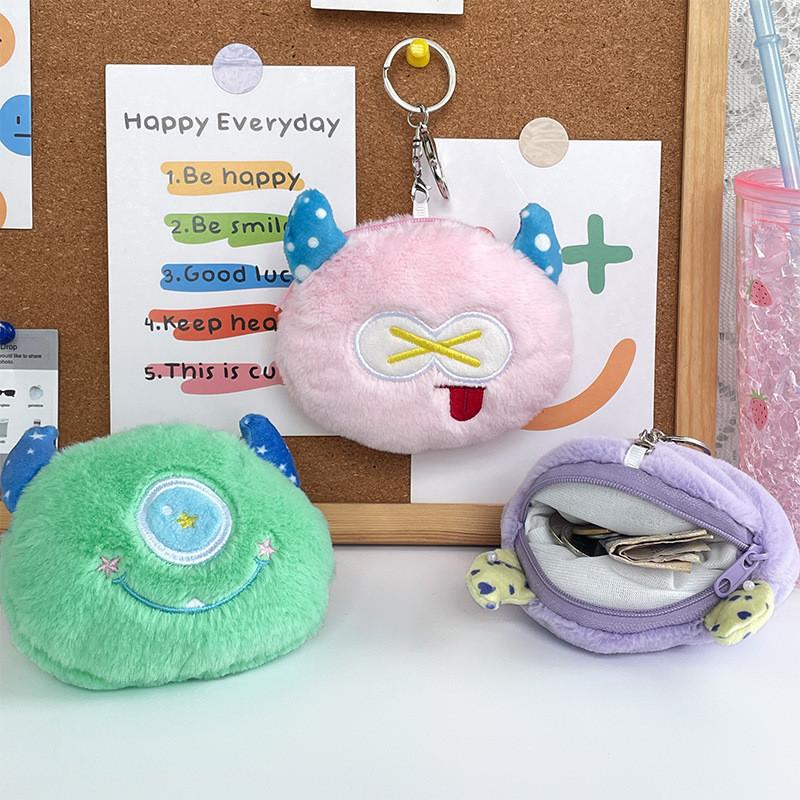 Adorable Furry Monster Coin Purse Plush Wallet Cute Cartoon Girl Heart Pouch