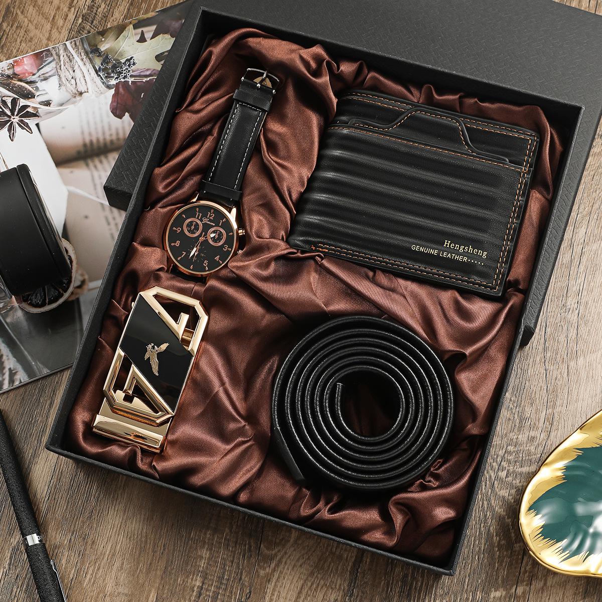 

Мужской подарочный набор из 4 предметов: Часы, кошелек и многое другое - Идеально для праздников или дней рождения