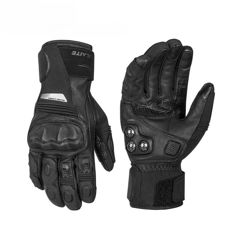 Winter Motorcycle Leather Gloves with Fleece To Keep Warm, Motorcycle Racing Riders Thickened, Waterproof, Warm, and Drop Proof