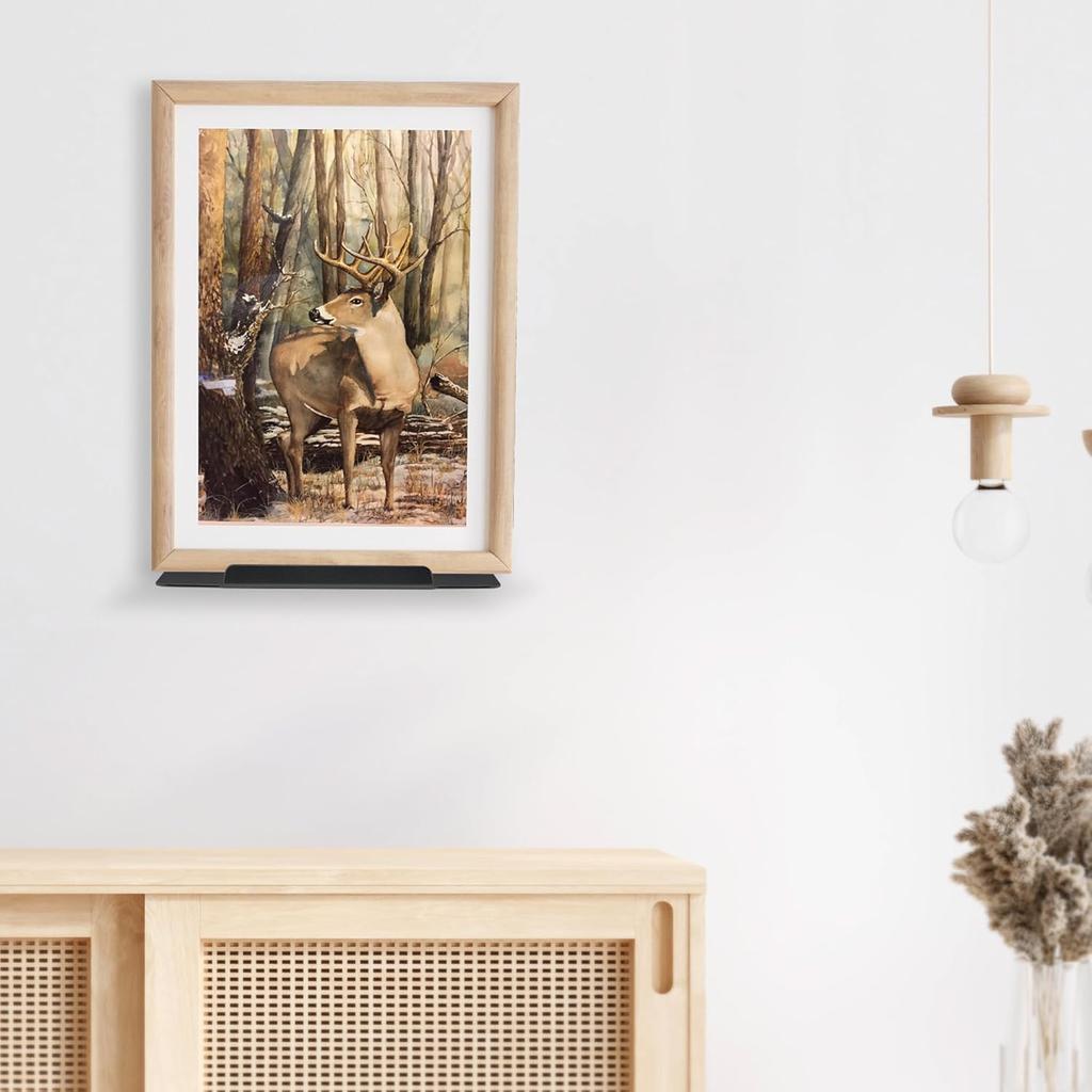 8 inch Small Floating Metal Wall Shelf,Deep Floating Shelves for Speakers,Cameras,Routers,Heavy Duty Metal Floating Wall Shelf with Ledge for