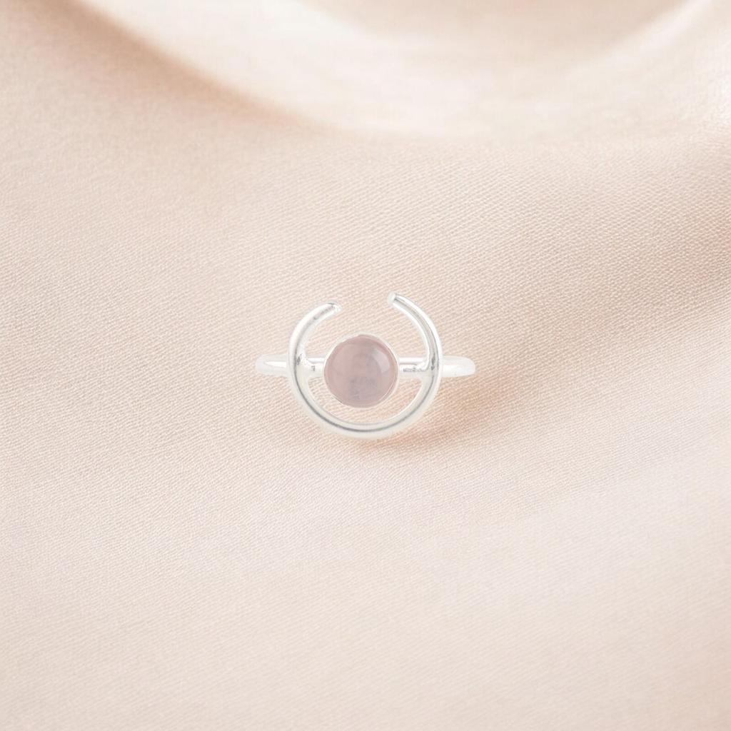 Rose Quartz Gemstone Ring 925 Sterling Silver Handmade Jewelry For Engagement RR-54-32