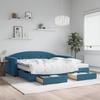 VidaXL Daybed with Trundle and Drawers Blue 100x200 Cm Velvet 3197379