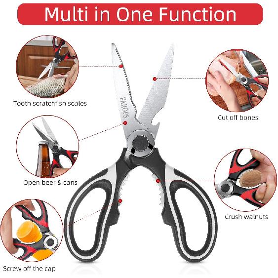 Kitchen Scissor For General Use 2-Packs,Heavy Duty Kitchen Raptor Meat Shears,Dishwasher Safe Cooking Scissors, Stainless Steel Multi-function