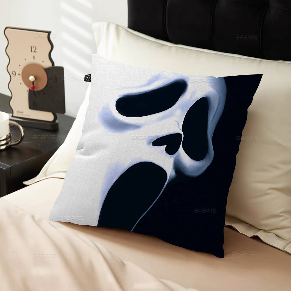 S-Scream Horror Movie Pillow Covers Cartoon Sofa Decorative Home Double-Sided Printing Short Plush Cute Cushion Cover