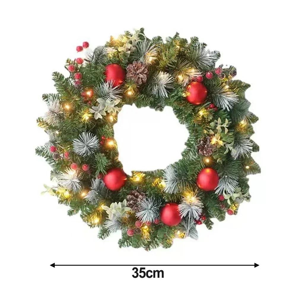 Red Green Christmas Wreath for Holiday Home Decoration For Front Door and Party Use Made from Plastic Material