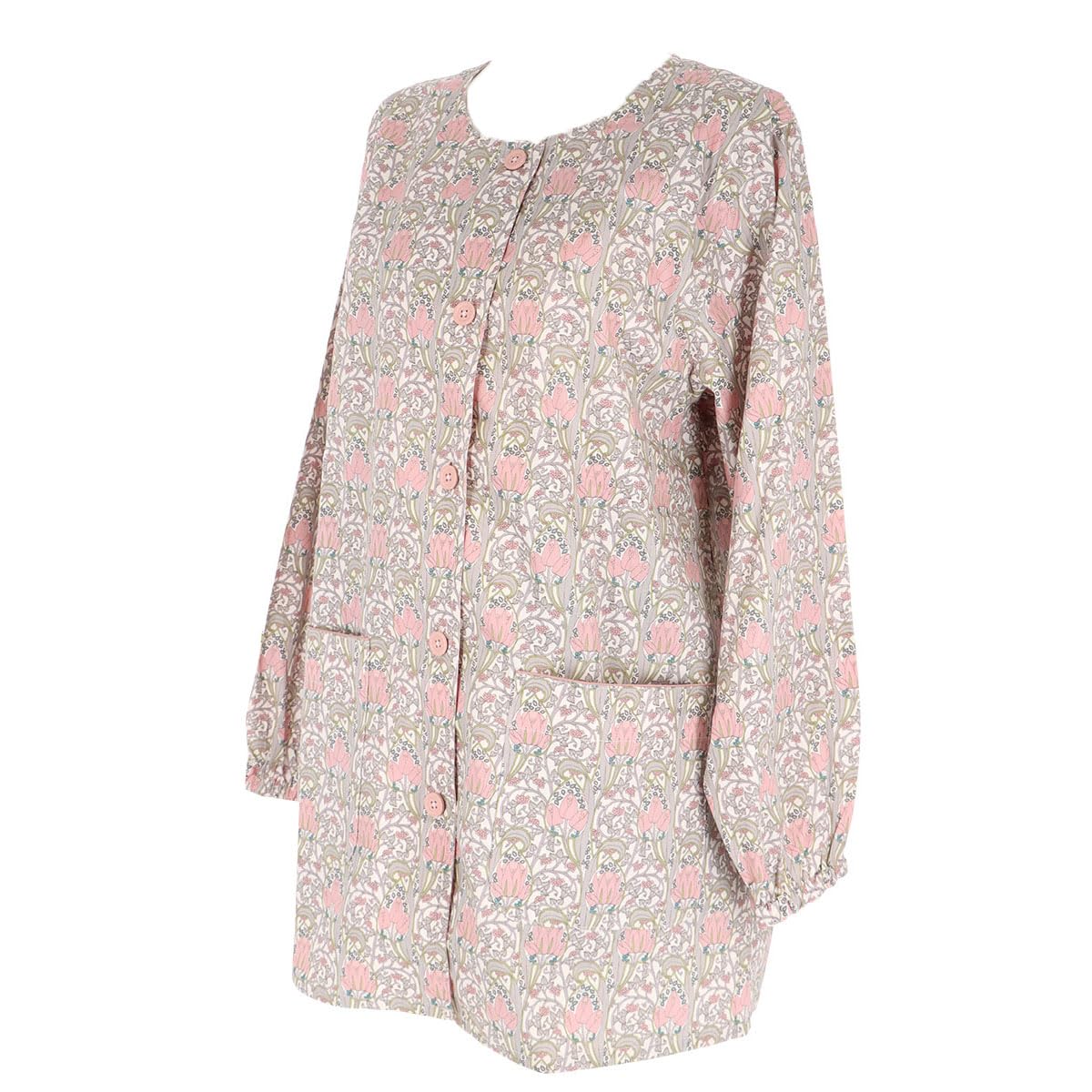 

LICIE LIBERTY Print Isumini Cotton 40 Broad Front Button Cooking Kimono Kappo Smock Apron 70551009 Pink Free size [NAIGAI] 100% 70551009-20-91 91.