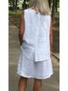 Women's Cotton & Linen Sleeveless Shorts Set - Casual Round Neck Design