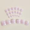 Removable Wearable Short Toenails: White French Edge with Rhinestones Fake Nail Stickers