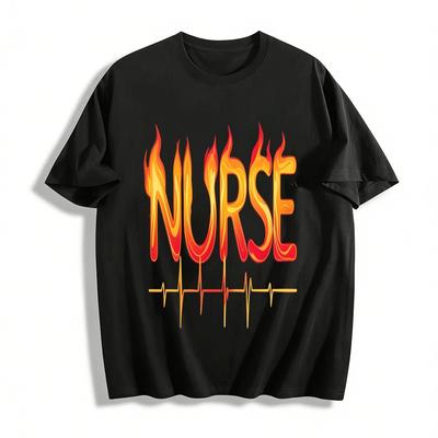 Fiery Style Nurse Themed ECG Print Casual Top Pure Cotton T-shirt
