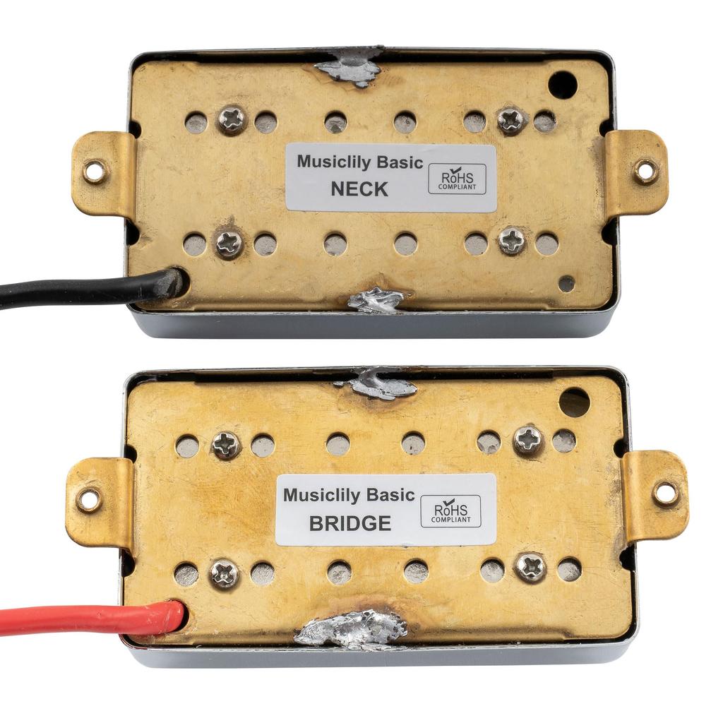 Musiclily Basic Ceramic Magnet Covered Humbucker Neck Bridge Pickup Set for Electric Chrome Guitar,