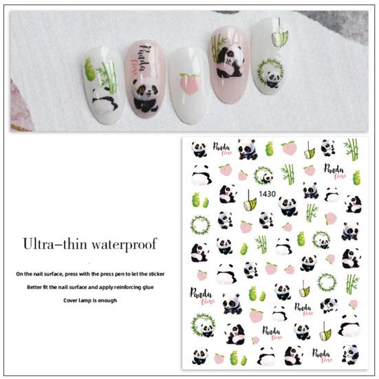 Cute Panda Leaf Design Nail Sticker Decorative Paste Easily Self-Adhesive DIY Paper Nail Art Stickers Nail