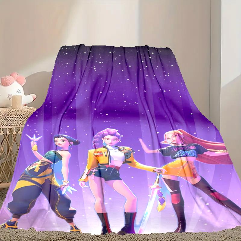 Kpop Demon Hunters Pattern Blanket, Cozy Blanket for All-Season Comfort On Sofas, Beds, Office, Car, Camping and Travel