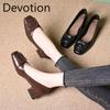Retro-style Women's Soft Leather Square-toe Low-cut Slip-on Shoes Devotion
