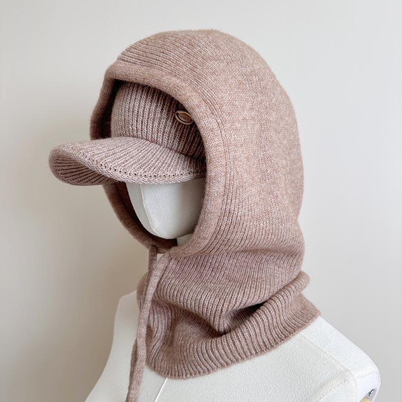Scarf neck cover integrated versatile thickened autumn and winter fake collar hat women's ear protectors knitted hat hooded collar wool hat