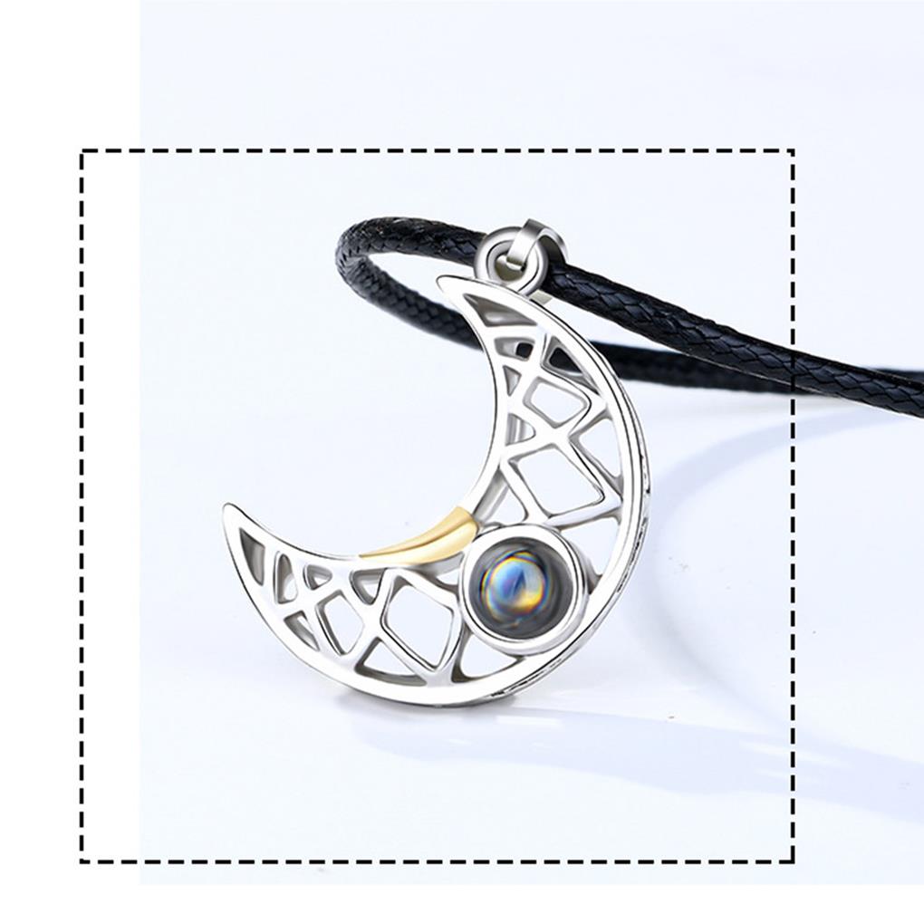 1 Pair Moon Sun Couple Necklace Decorative Electroplated Anti-rust Stylish Projector Pendant Ornament Birthday Gift