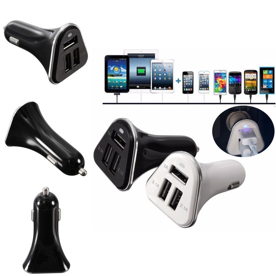 Premium 3 Port Car Charger Adapter With High-speed Usb Ports And Compact Design