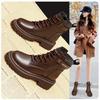 Women's Shoes 2025 New Genuine Leather Riding Boots Mid-Calf Flat Versatile Cotton Shoes Winter Fleece-Lined Short Boots